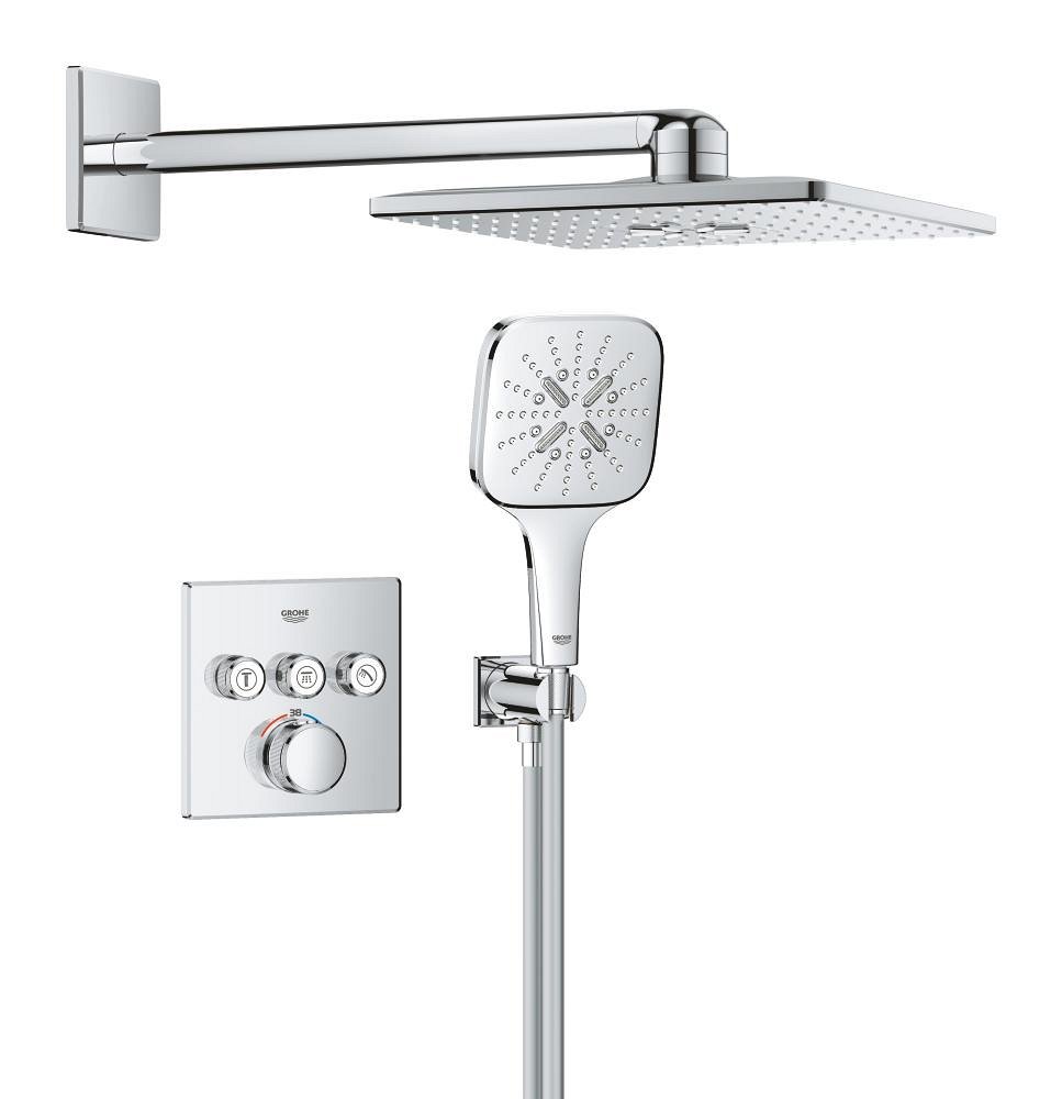 Pack pour douche encastrée avec Rainshower SmartActive Cube GROHE Grohtherm Smartcontrol Chrome