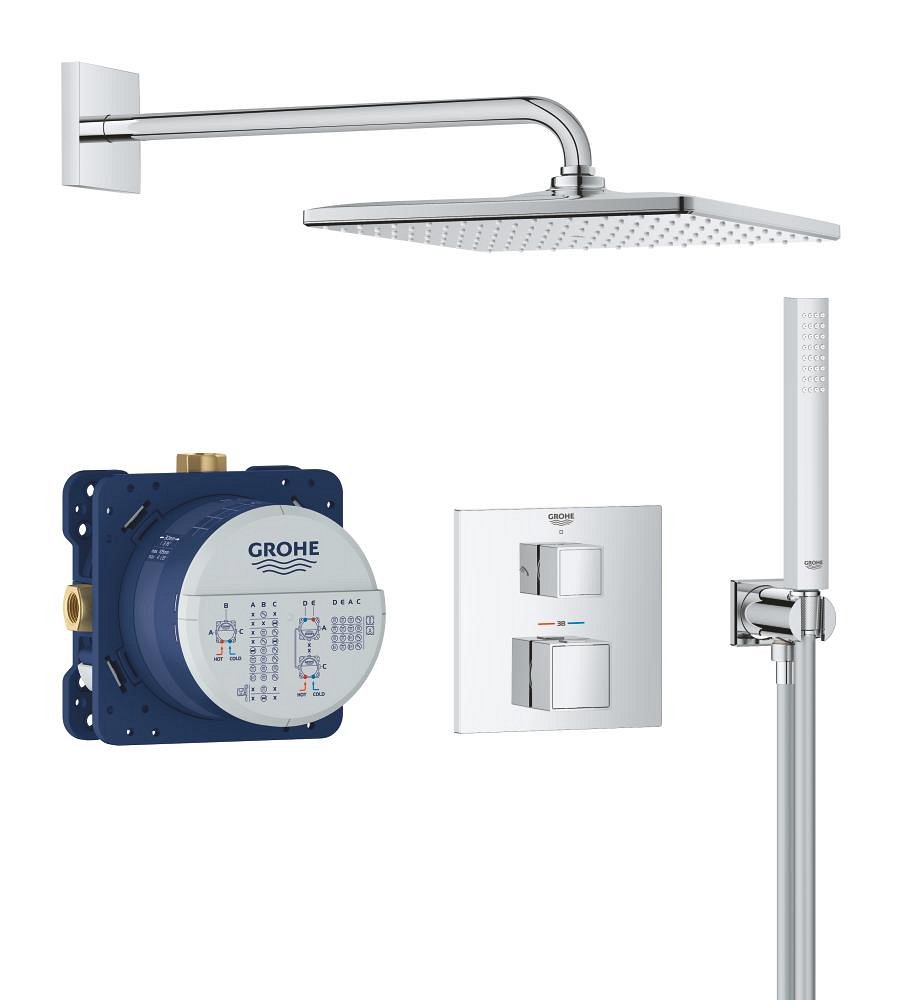 Douche encastrée avec Rainshower Mono Cube GROHE Grohtherm Pack Chrome