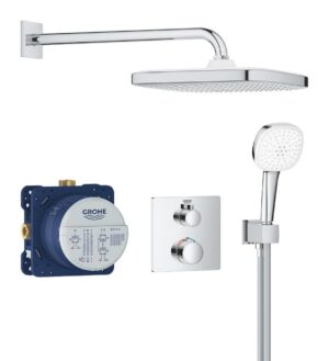 Pack pour douche encastrée avec Tempesta Cube GROHE Grohtherm Chrome