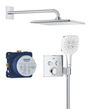 Douche encastrée avec Vitalio Rain Mono Cube GROHE Precision Smartcontrol Pack Chrome