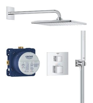 Douche encastrée avec Vitalio Rain Mono Cube GROHE Precision Pack Chrome