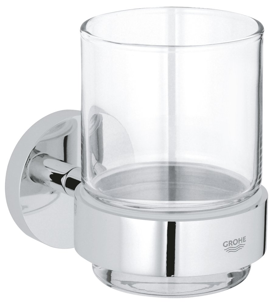 Verre en cristal avec support GROHE Essentials Chrome