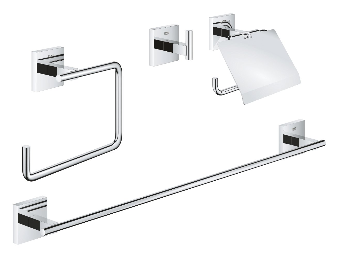 Ensemble d'accessoires de salle de bains 4 en GROHE Start Cube Chrome