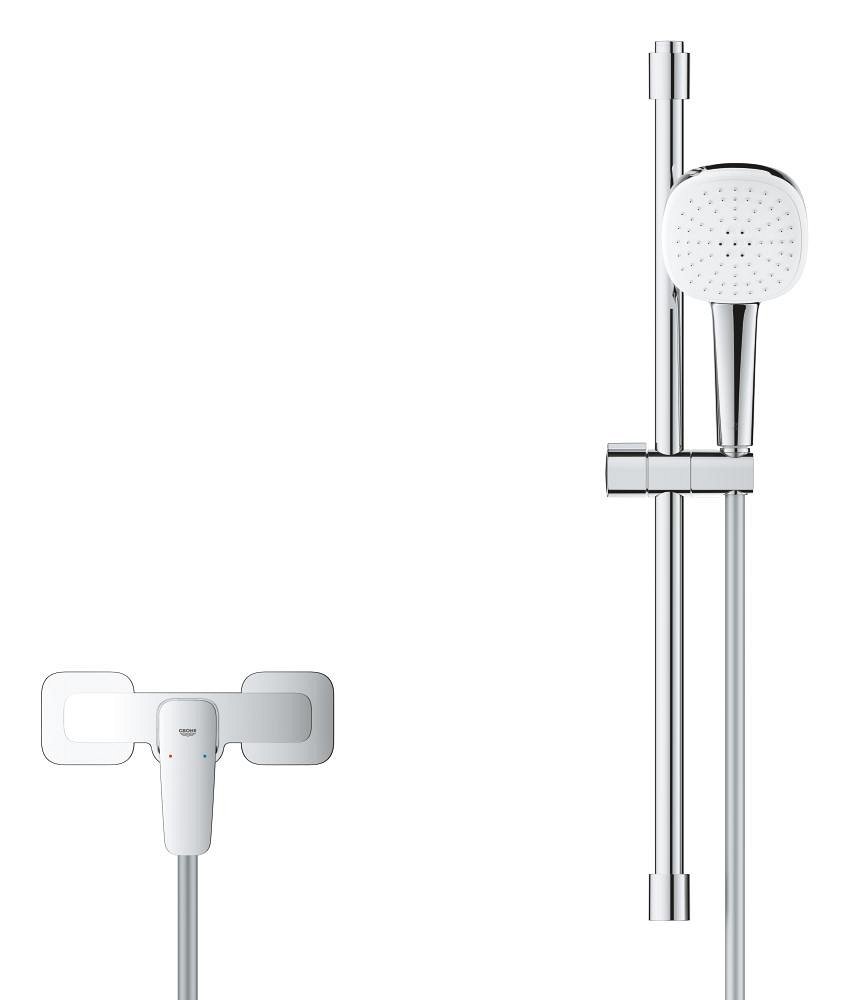 Mitigeur de douche avec ensemble de barres de douche – Mural GROHE Cubeo Chrome – Image 2