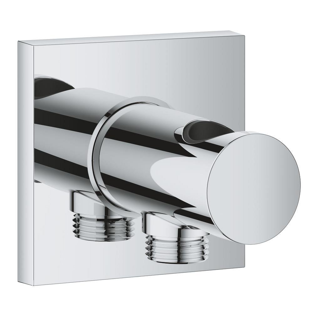 Coude de sortie murale avec support de douchette – Insert noir GROHE Rainshower Aqua Chrome – Image 2