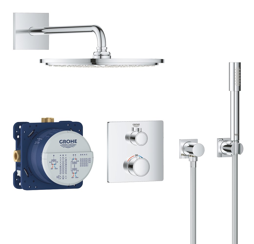 Ensemble de douche avec Rainshower Cosmopolitan GROHE Grohtherm Chrome – Image 2