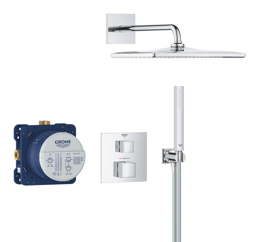Douche encastrée avec Rainshower Mono Cube GROHE Grohtherm Pack Chrome – Image 2