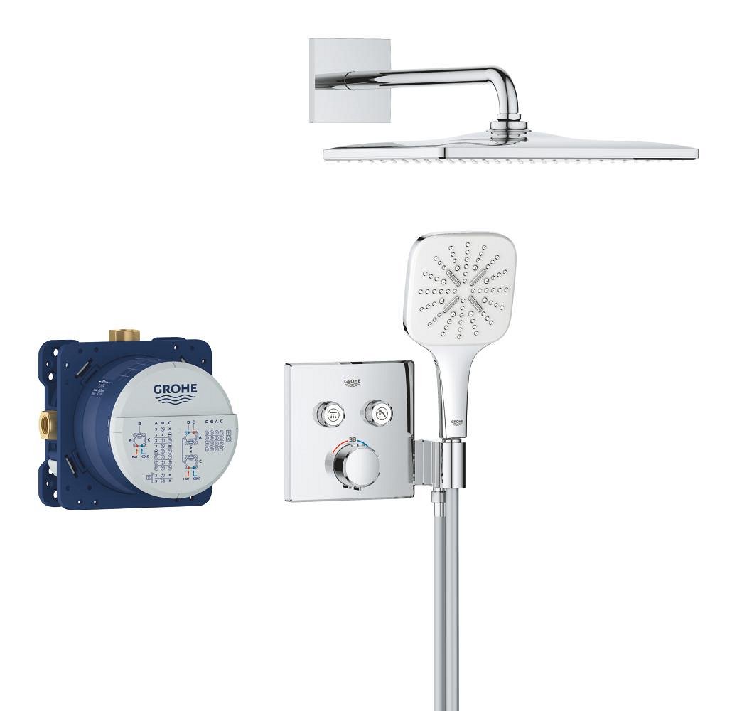 Douche encastrée avec Vitalio Rain Mono Cube GROHE Precision Smartcontrol Pack Chrome – Image 2