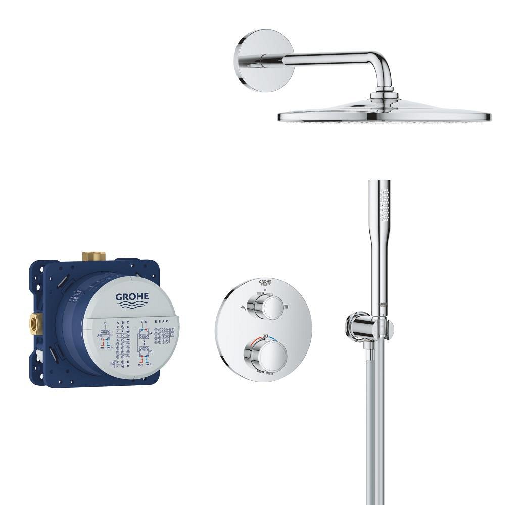 Douche encastrée avec Vitalio Rain Mono GROHE Precision Thermostat Pack Chrome – Image 2