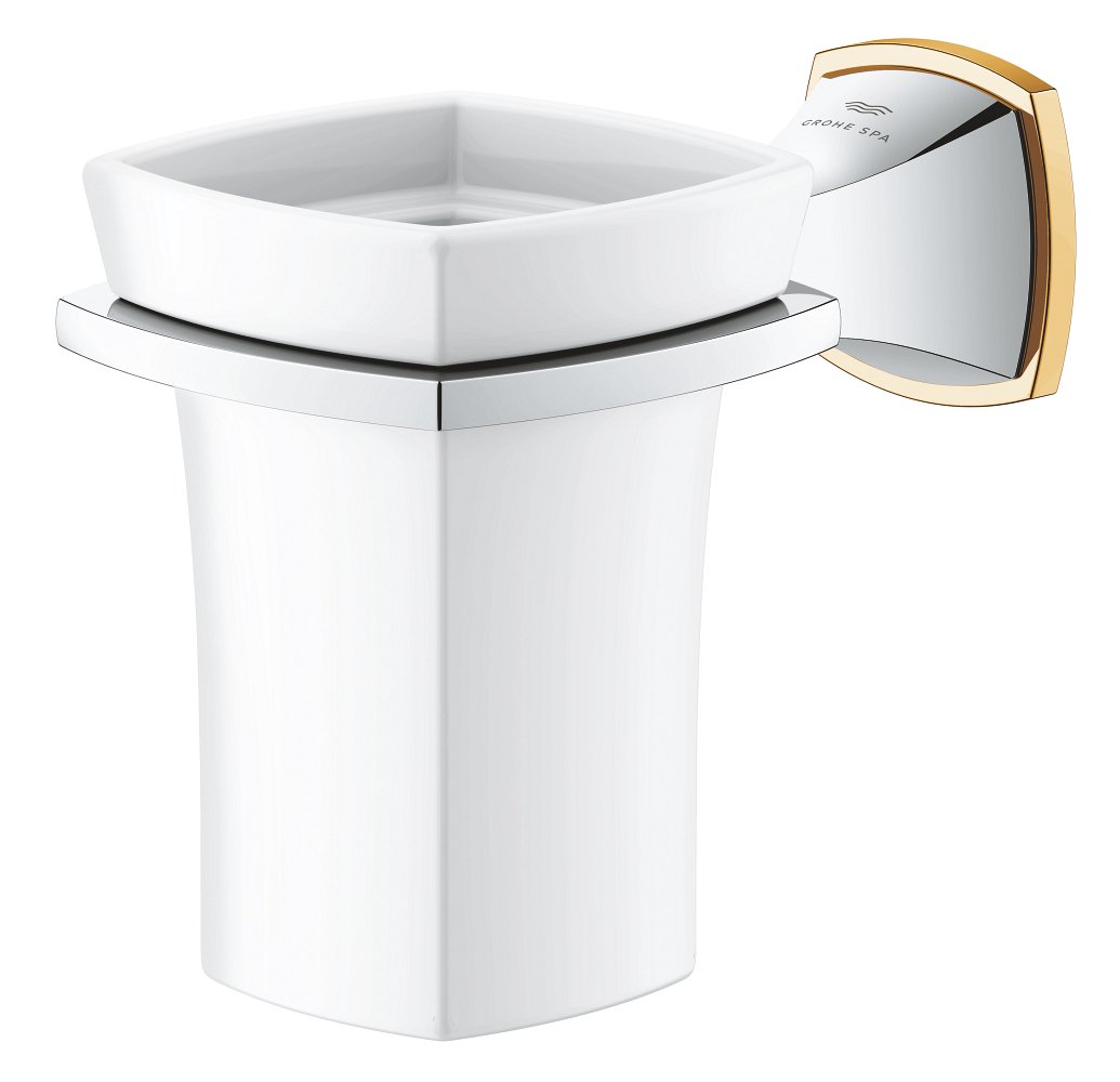 Porte-verre en céramique GROHE Grandera Support Chrome Dore Chrome – Image 2