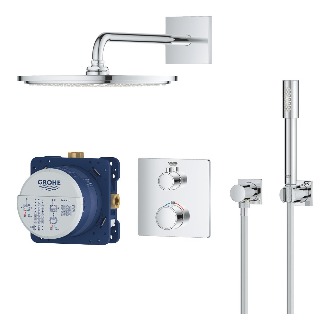 Ensemble de douche avec Rainshower Cosmopolitan GROHE Grohtherm Chrome – Image 3