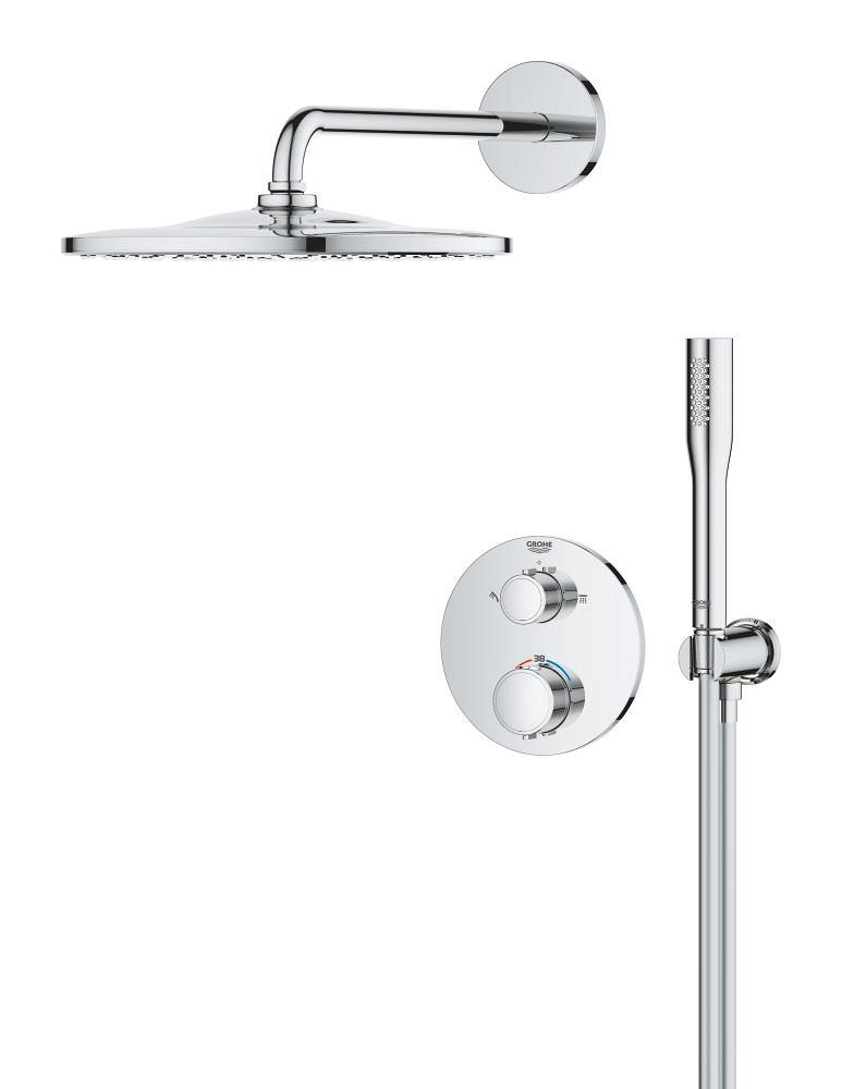 Douche encastrée avec Vitalio Rain Mono GROHE Precision Thermostat Pack Chrome – Image 3