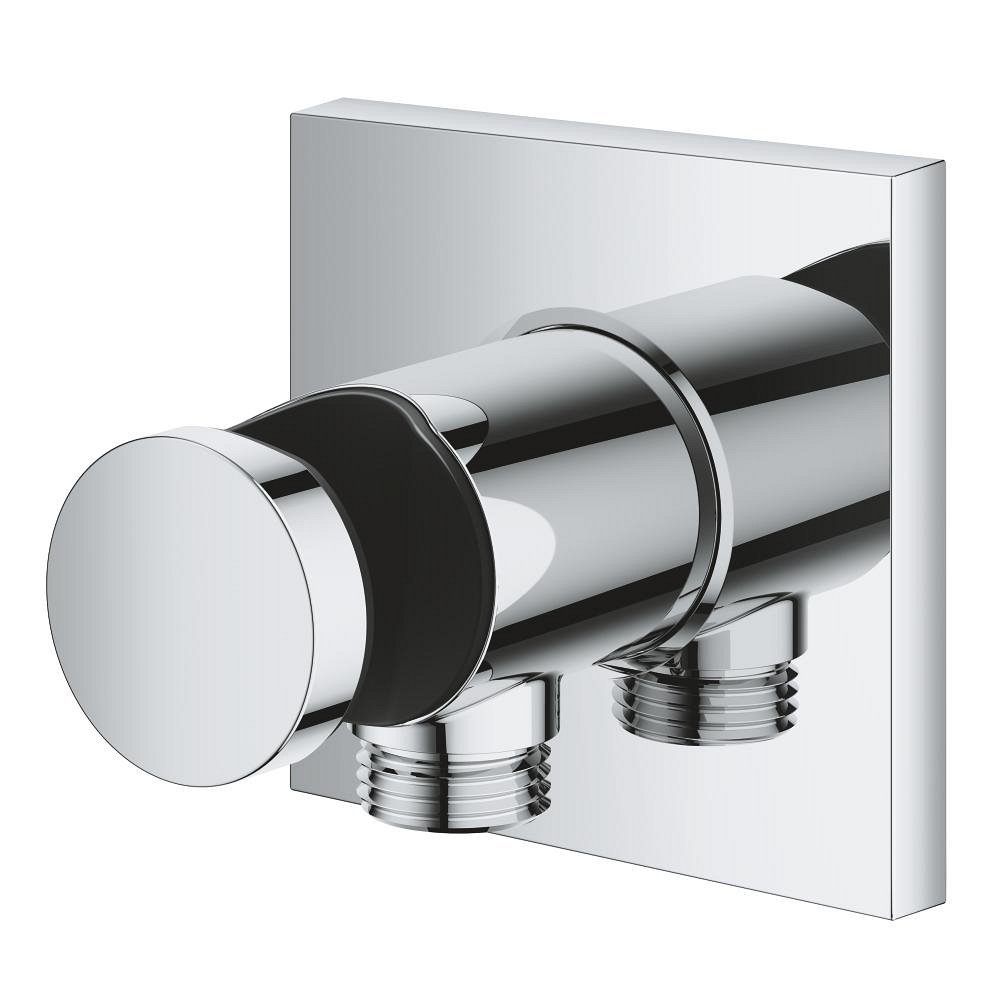 Coude de sortie murale avec support de douchette – Insert noir GROHE Rainshower Aqua Chrome – Image 4